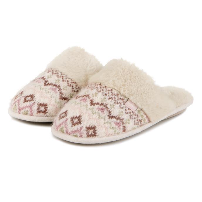 totes toasties® Ladies Fair Isle Knit Mule Slippers Fairisle Extra Image 2